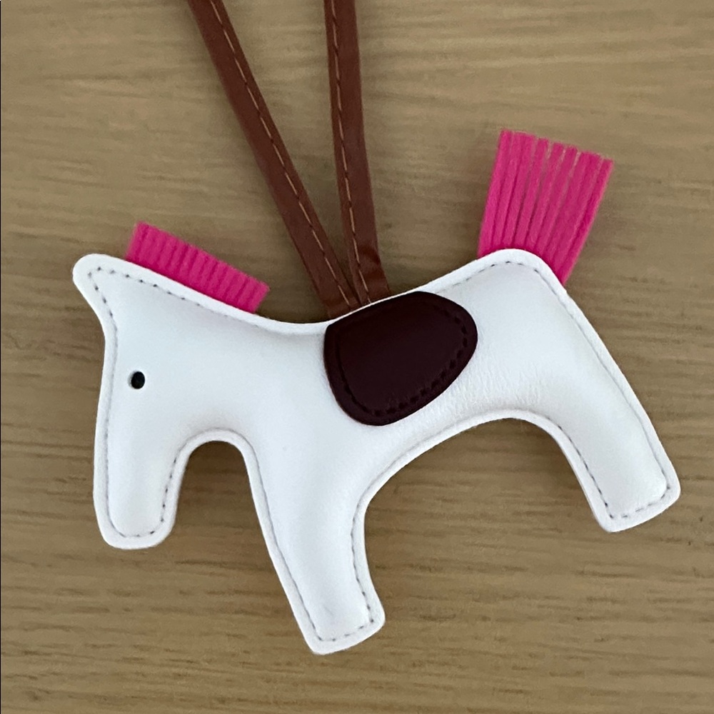 Rodeo Horse Bag Charm in White Pink and Brown